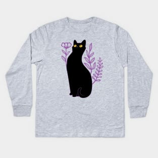 Funny Black Cat Kids Long Sleeve T-Shirt